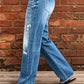 👖 50% RABATT NU! 🖤 Dams Distressade Slim Fit Utsvängda Jeans – Edgy & Benförlängande ✂️