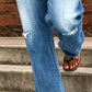 👖 50% RABATT NU! 🖤 Dams Distressade Slim Fit Utsvängda Jeans – Edgy & Benförlängande ✂️