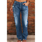 👖 50% RABATT NU! 🖤 Dams Distressade Slim Fit Utsvängda Jeans – Edgy & Benförlängande ✂️