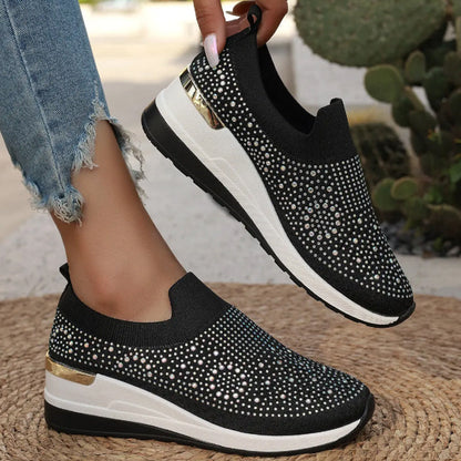 🌸 50% RABATT NU!🌈Rhinestone Slip-on Casual Mesh Sneakers För Kvinnor