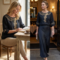 Damblus i Bomull-Linne med Broderi
