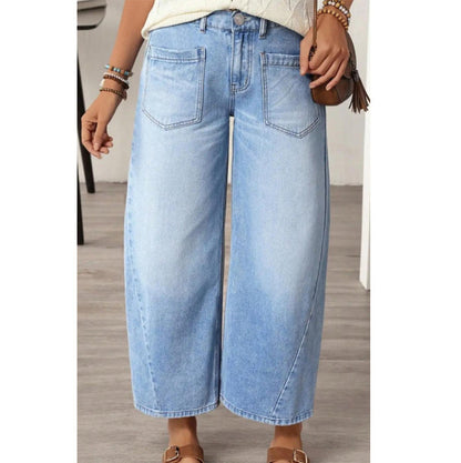 📢📢40% RABATT  NU!! ⏰Dammjeans med vida ben och påsydda fickor