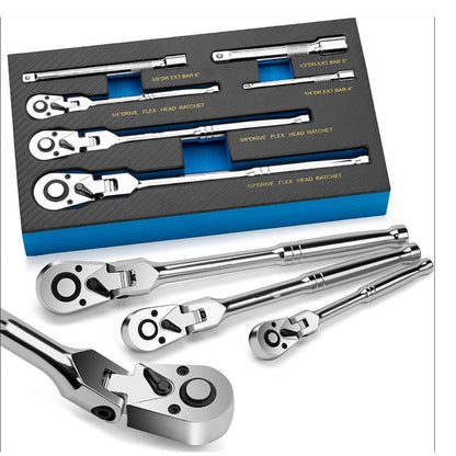 🔧50% RABATT NU! 🔧 Flexhuvud-spärrnycklar (6 st) – 180° svängbart huvud, når runt hörn & hinder, perfekt för motorrum, VVS & möbelmontage, CRV-stål ⚙️