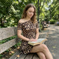 Chic Enaxlad Leopard Miniklänning