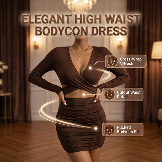👗50% RABATT NU!🎀Elegant Högmidjad Bodycon-klänning