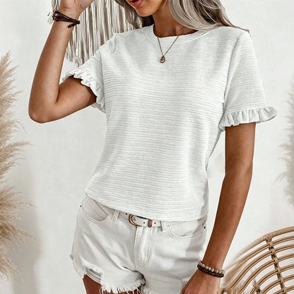 🌸 50 % RABATT NU! 🌸Sommartopp med volanger – mjukt tyg, avslappnad passform & enkel att styla till jeans, kjol & shorts 🕶️