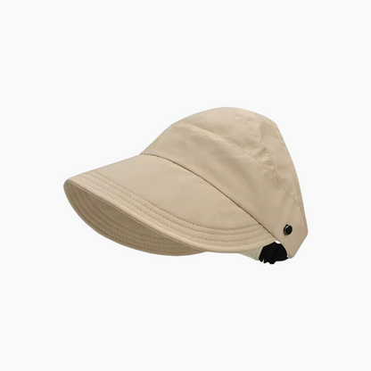 🧢 Dam halvkeps-solhatt med brett brätte – krokförslutning, perfekt för hästsvans & flätor, luftig & sval 🌬️