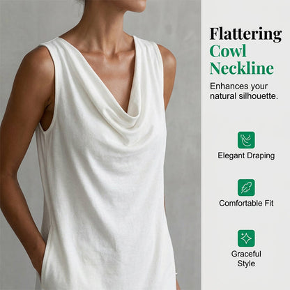 👗 BEGRÄNSAD TID: 50% RABATT! 💥 Elegant Smal Passform Cowl-ringad Klänning – Ärmälös, Sidfickor, Mångsidig ✨