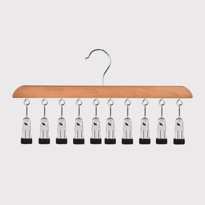 🏠 KÖP 1, FÅ 1 GRATIS! 👔 Multi-clip wooden hanger – Utrymmessparande klädhängare med 10 klämmor – Perfekt för kjolar, byxor eller accessoarer – håller garderoben snygg & organiserad ✨