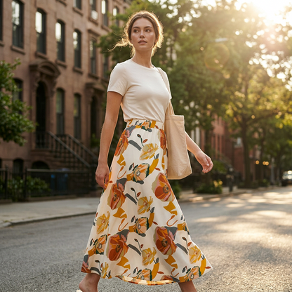 👗 40% RABATT NU! 🌸 Dam Boho Blommig Maxikjol – Mjuk & Flödande – Perfekt för Sommar, Strand & Romantiska Kvällar ☀️