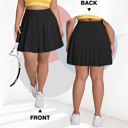 🌸 40 % RABATT NU! 🌸Dam Hög Midja Plus Size Tenniskjol med Fickor