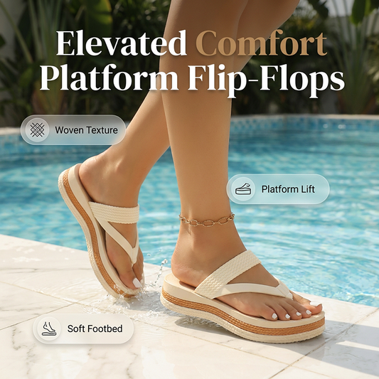 👡 40% RABATT NU! 🌸 Dam Flätade Rem Plattform Flip-Flops – Kuddat fotsulor & hållbara remmar – Lättviktiga, perfekta för strand, pool eller avslappnade sommardagar – bekväma och snygga ☀️