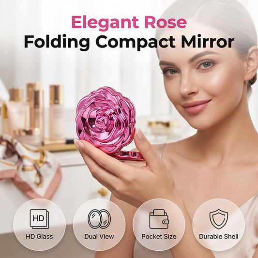 🌹 50% RABATT NU! 🌹Elegant rosguldfärgad vikbar sminkspegel