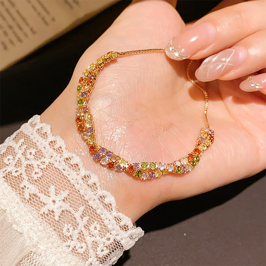 ✨50% RABATT NU! ✨Retro Korsad Flerfärgad Zirkon Justerbart Armband för Kvinnor