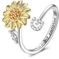 🌹 50% RABATT NU ! !🌹Justerbar Spinner Sunflower Alphabet Ring
