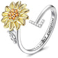 🌹 50% RABATT NU ! !🌹Justerbar Spinner Sunflower Alphabet Ring