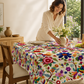 📢📢50% RABATT NU!! ⏰Retro Blommig Duk – Fågel & Blomstermotiv