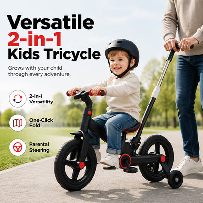 📢📢50% RABATT NU!! ⏰4-i-1 Omvandlingsbar Barncykel – Balanscykel, Barnvagn & Trehjuling – Växer med Ditt Barn från 10 Månader till 4 År 🚲✨