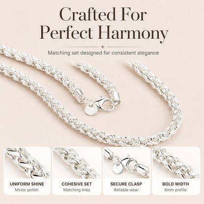 ✨50% RABATT NU! !✨Elegant halsband med flätad vete-kedja i silverfärg