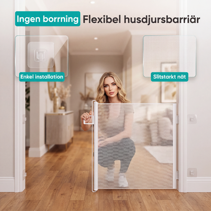📢📢50 % RABATT !! ⏰Borrfri justerbart nätbur  för dörröppningar och trappor.🏡Lämplig för att förhindra att husdjur smiter ut, och skyddar även barn🏡