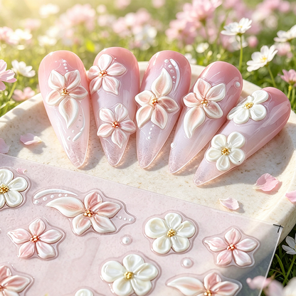 ✨Heta erbjudande: 1+1 GRATIS!✨5D-blommiga nageldekaler