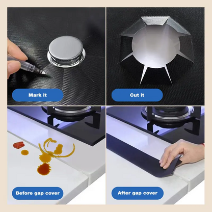 🔥 50 % RABATT NU! 🧴 Återanvändbara skydd till gasspisens brännare – värmetåliga upp till 260°C, non-stick & lätta att rengöra – håller din spis som ny! 🍳