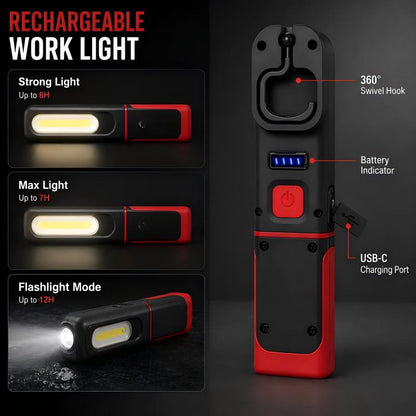📢📢50% RABATT NU!! ⏰Uppladdningsbar COB LED Arbetslampa med Magnetbas