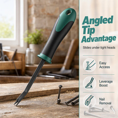 🔨Köp 1 få 1 gratis🛡️ Ergonomisk häftklammerborttagare spikdragare – vinklad spets, hållbar & bekväm – perfekt för renovering och träarbete 🛠️