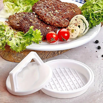 🍔 KÖP 1 FÅ 1 GRATIS! ✨ Burgarpress – Jämna biffar, fettavskiljande platta & halkfritt grepp ✨