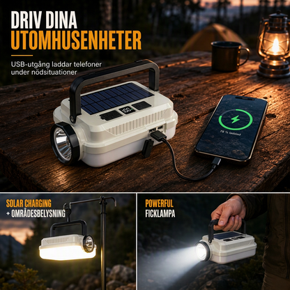 🏕️ 50 % RABATT NU! ☀️ Solcellsdriven LED-campinglykta – uppladdningsbar, väderbeständig & bärbar – perfekt för camping och nödsituationer 🔋