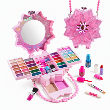 ✨50% RABATT NU! !✨Tvättbart Prinsess-sminkset för Barn med Läppstift, Ögonskugga, Nagellack och Sminkväska