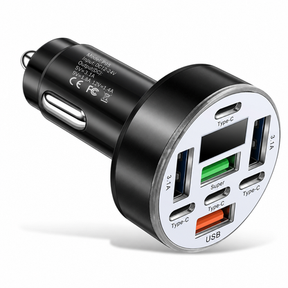 🚗40W 8 in 1 Fast Car Adapter with Digital Voltage Display 4 USB and 4 PD Ports⚡️