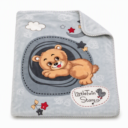 Soft Embossed Cartoon Bear Cloud Blanket for Babies and Kids 105x135cm All Season Warm Nap Throw Blanket for Sofa and Bed