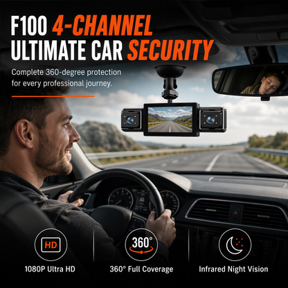 📢📢50% RABATT NU!! ⏰F100 4-linsig bil-dashcam 1080P HD – infraröd mörkerseende och GPS-synkroniserad inspelning