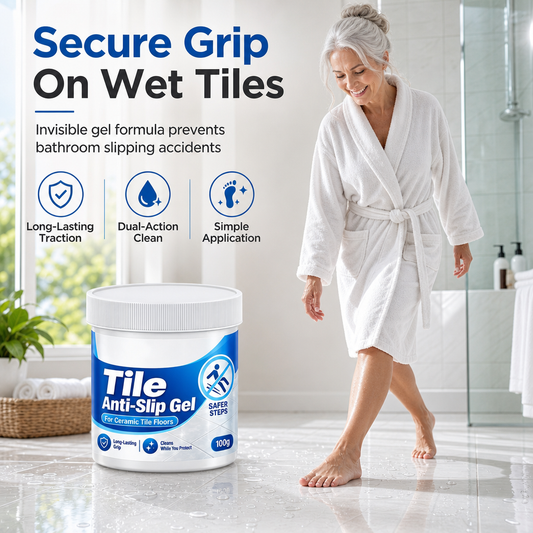 📢📢50% RABATT NU!! ⏰🛁 Halkskyddsgel för Kakel: Mikrofriktionsformel, Långvarigt Grepp, för Badrum & Kök