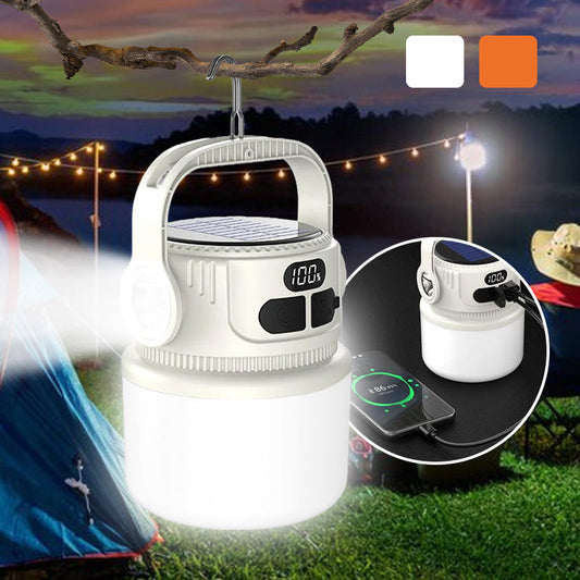 📢📢50% RABATT NU!! ⏰LED Solcellslampa för Camping – Uppladdningsbar Campinglampa med USB & Krok