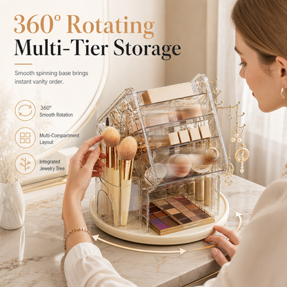 🌹 50% RABATT NU ! !🌹360° roterande sminkförvaring i plast