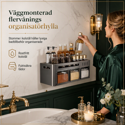 📢📢50% RABATT NU!! ⏰Borrmingsfri väggmonterad kryddhylla och kryddförvaringslåda för kök med kryddburkar och skedar