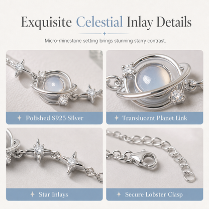 ✨50% RABATT NU! !✨Armband i 925 sterlingsilver med planet och stjärnor – Elegant smycke till henne ✨