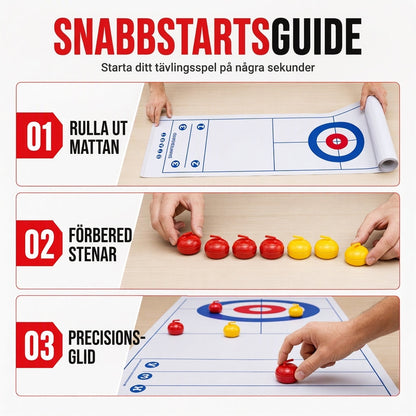📢📢50% RABATT NU!! ⏰Mini curlingspel för bordsskiva med upprullningsbar matta och curlingstenar av plast - interaktivt inomhusbrädespel för barn och vuxna